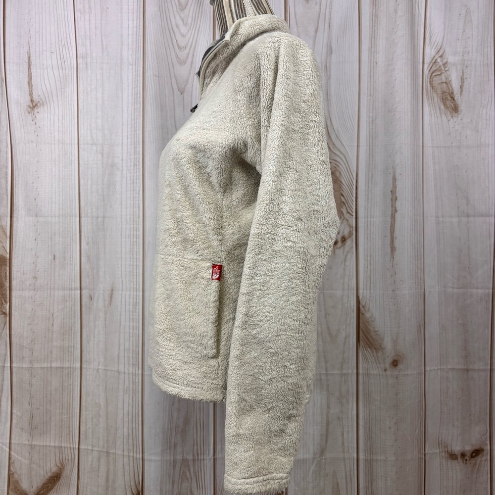 The North Face 1/4 Zip Fleece Pullover Pouch Pocket Pop Collar Top Cream Size M - Picture 2 of 13